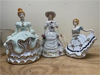 3 Victorian China Figures - 2 are Music boxes 10"