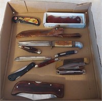 flat of various knives