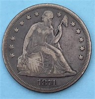 1871 Seated Liberty Silver Dollar