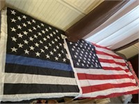 5 patriotic flags, 2- 3’x5’ flags, 2 - 30" x42"