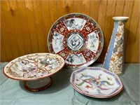 Japan oriental pedestal plate vase and more