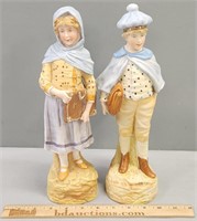 Pair Antique Continental Bisque Porcelain Figures