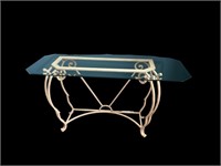 Glass Top Metal Base Entry Table