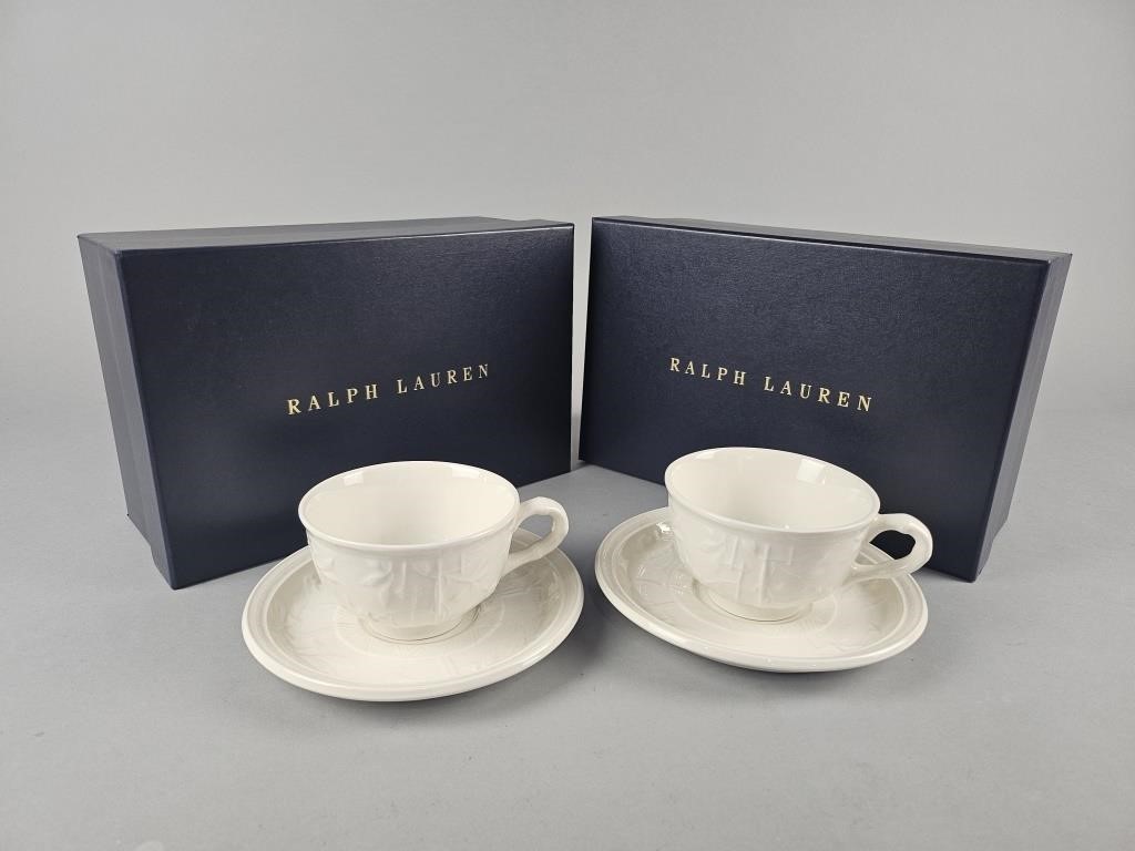 Vtg Ralph Lauren Burleigh Ironstone Cups & Saucers