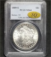 1889-S Morgan Silver Dollar PCGS MS64 SQ Rare