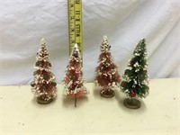 4 Vintage Bottle Brush Christmas Tree