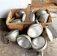 LOT OF VINTAGE CAR HEADLIGHTS