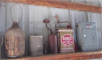 Durex antifreeze can, glass jug, tools etc.