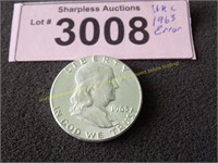 Uncirculated 1963 error Franklin silver half