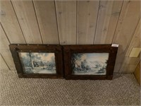 2 Vintage wood framed pictures