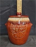 Vtg McCoy Pottery Brown Drip Glaze Cookie Jar