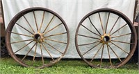 2 Vintage Iron Spoke Wheels 36”