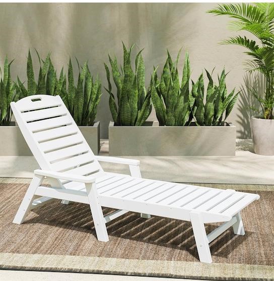 POLYWOOD NCC2280-WH Nautical Arms Chaise  White