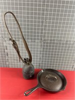 LODGE CAST IRON SKILLET & COW BELL VINTAGE