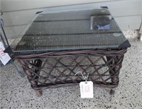 Contemporary faux wicker patio end table with