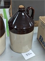 Brown and White Stoneware Jug