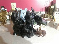 Six vintage elephant figures