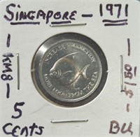 Uncirculated 1971 Singapore coin