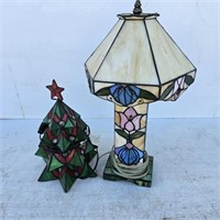 (2) Stain Glass Style Lamps