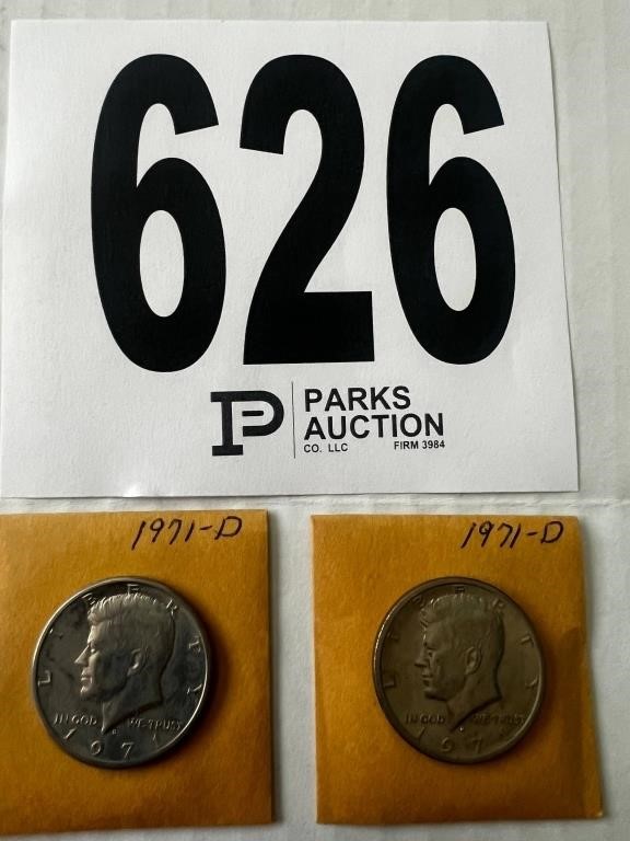 2 - 1971 D Kennedy Half Dollars