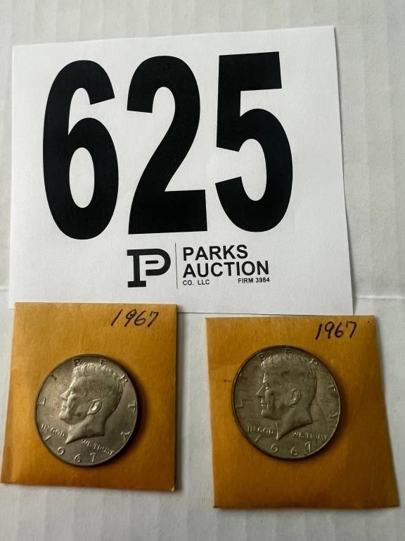 2 -1967 Kennedy Half Dollars