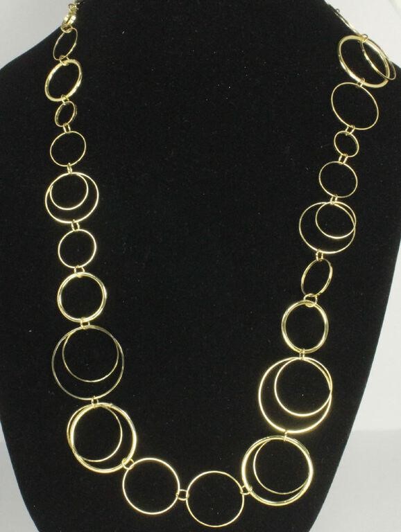 GOLD TONE HOOP CHAIN LENGTH IS 30"