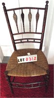arrow back rush seat stenciled chair