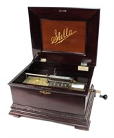 Stella mahogany double comb music box with 18-