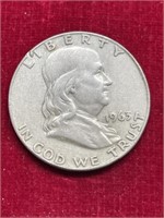 1963 D Franklin Half Dollar coin 90% Silver