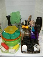LARGE GROUP OF VASES, PLASTIC PARTY WARE, VOTIVE