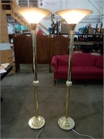 Beautiful Set of Brass Base Floor Lamps Both
