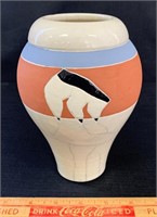 PRETTY PETER POWNING POTTERY VASE - SIGNED