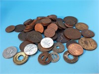 325 grams Copper and Clad Foreign Coins & Tokens