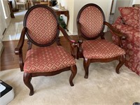 2PC HIGH QUALITY WOOD UPHOLSTERED CHAIRS