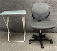 Office Chair and Small Folding Table