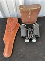 Vintage Binoculars w/ Leather Case & Holster