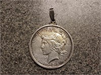 1922 piece silver dollar pendant for necklace.