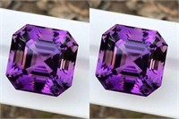 Natural Asscher Amethyst Pair 20.00 MM - FL/VVS