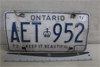 1973 ONTARIO LICENSE PLATE