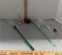 Blown glass roses and clear glass vase
