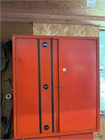 RED PARTS CABINET W/NEW & USED PART