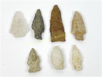 SEVEN INIDIGENOUS STONE ARROWHEADS