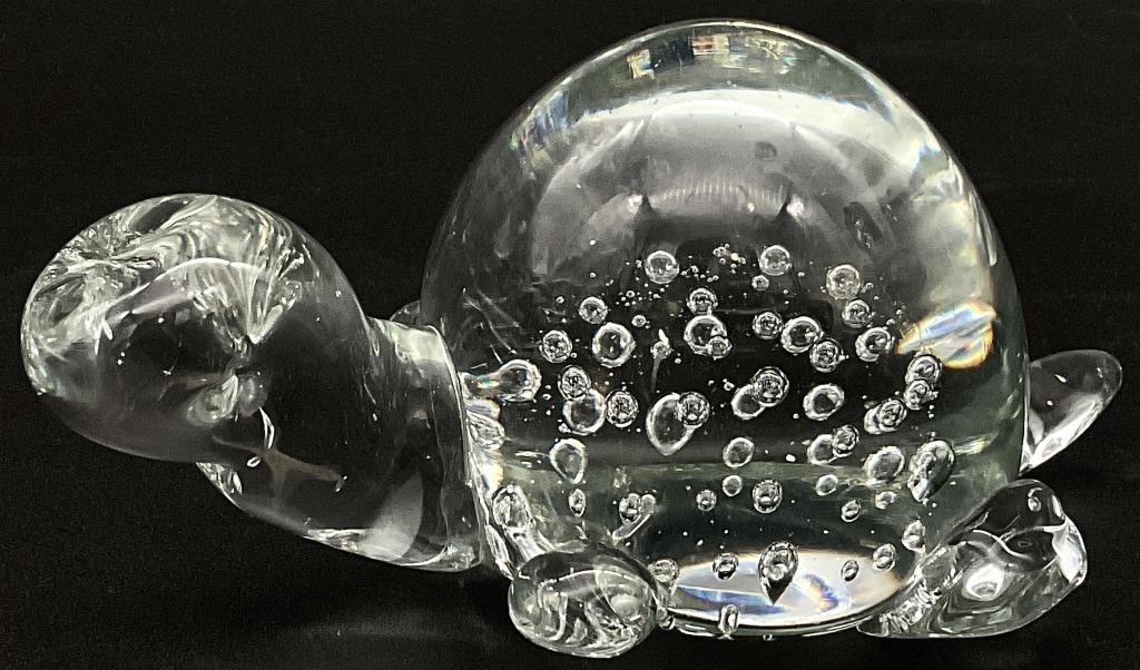 Controlled Bubble Art Glass Turtle