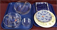 Two Trays With Assorted Dishes And Serving Pieces