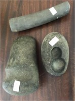 Stone Axe Head And Native American Tools