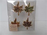 4-Pc Set Enamel Leaves Napkin Rings