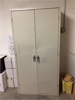 Metal Two Door Cabinet & Paint Supplies