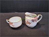 Fine Porcelain Floral Teacup & Creamer