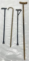 (AA) Lot: Wood & Metal Walking Canes, 32”-52” (4)