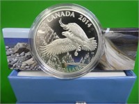 2014 R C M $100.00 .9999 Silver Coin Bald Eagle